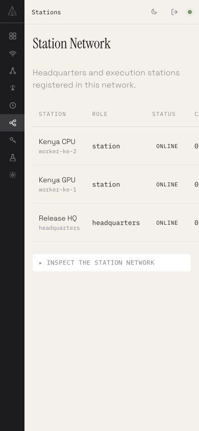 Responsive Station Network dashboard on a phone